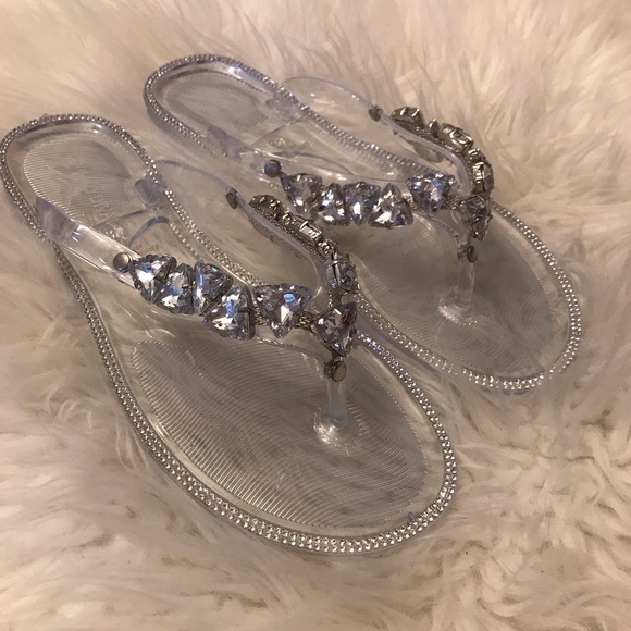 Fancy Clear Rhinestone Jelly Sandals - Picture 8 of 9